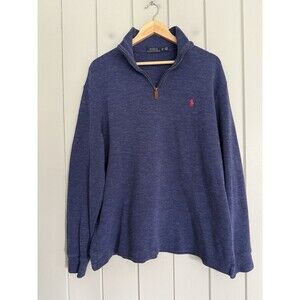 Polo Ralph Lauren Pullover XL Quarter Zip Sweatshirt Embroidered Logo Blue